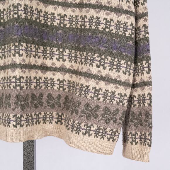 Vintage Women's Woolrich Sweater LARGE USA Made Fair Isle Nordic Classic Cotton - Picture 2 of 6